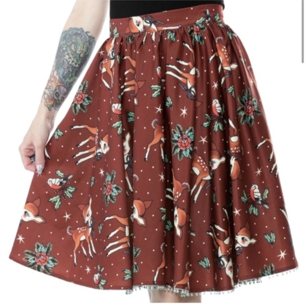 Sourpuss Deer Me Sweets Cinnamon Rockability Circle Skirt Women Size Small